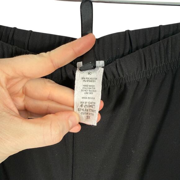 IC Connie K Collection Black Straight Leg Pant Pull On Slinky Lagenlook Women 3x - Picture 4 of 5